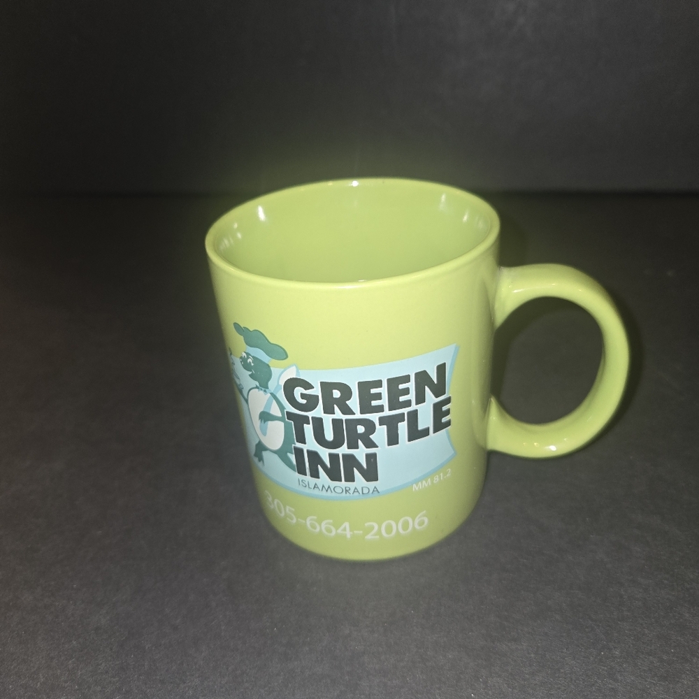 HTF VINTAGE GREEN TURTLE INN ISALAMORADA FLORIDA KEYS COFFEE MUG CUP